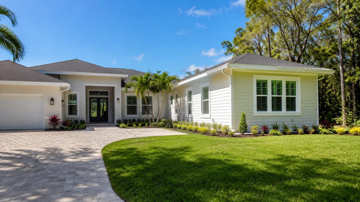Home addition by Acosta Builders in Bradenton, FL — new wing tied into the existing house with matched roofline and lap siding